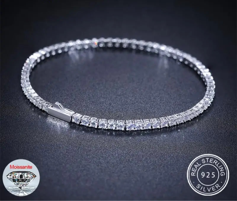 2MM Moissanite VVS1 925 Silver Tennis Bracelet