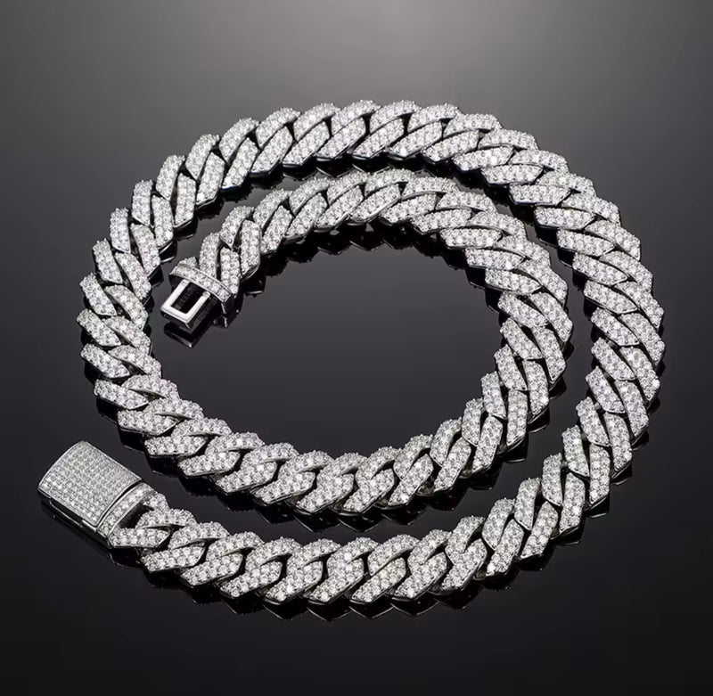 14MM CZ क्यूबन नेकलेस
