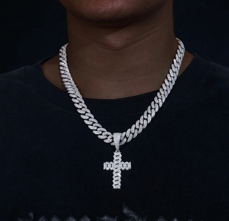 Moissanite VVS1 925 Silver Cuban Cross Pendant