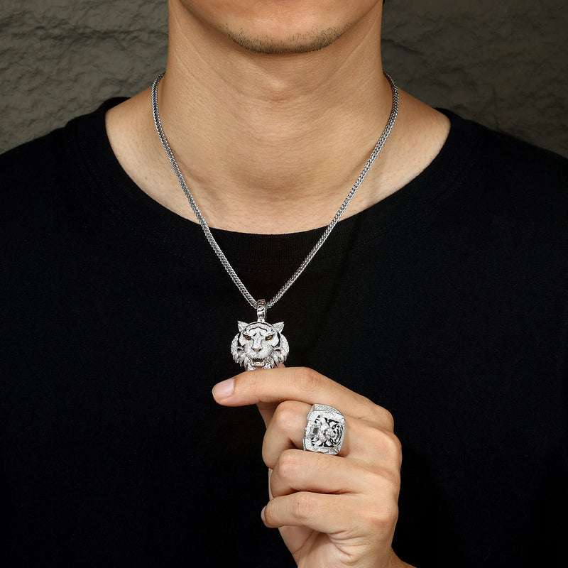 Moissanite VVS1 925 Silver Tiger Pendant