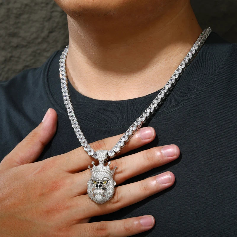 Moissanite VVS1 925 Silver King Kong Pendant