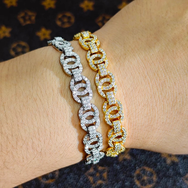 Moissanite VVS1 925 Silver Interlink Chain Bracelet