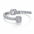 Moissanite VVS1 925 Silver Twin Stone Bangle Bracelet