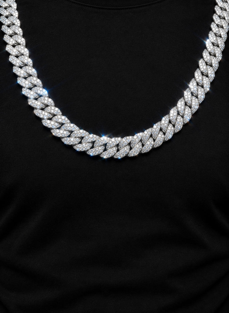 14MM Cubansk Halskæde med Cubansk Sterling Sølv