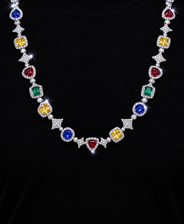 Moissanite VVS1 925 Silver Multi Crystal Color Necklace