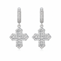 Moissanite VVS1 925 Silver Iced Cross Drop Earrings