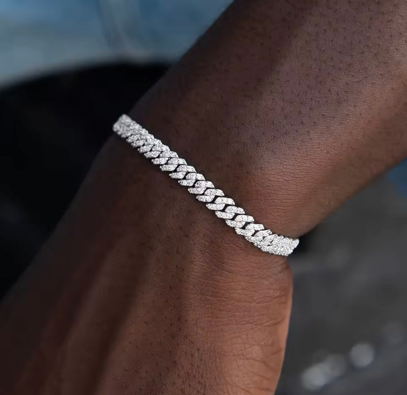 Bráisléad Cúbach Airgid Miami Moissanite VVS1 925 6MM (Pasann sé sa Tástálaí Diamant)