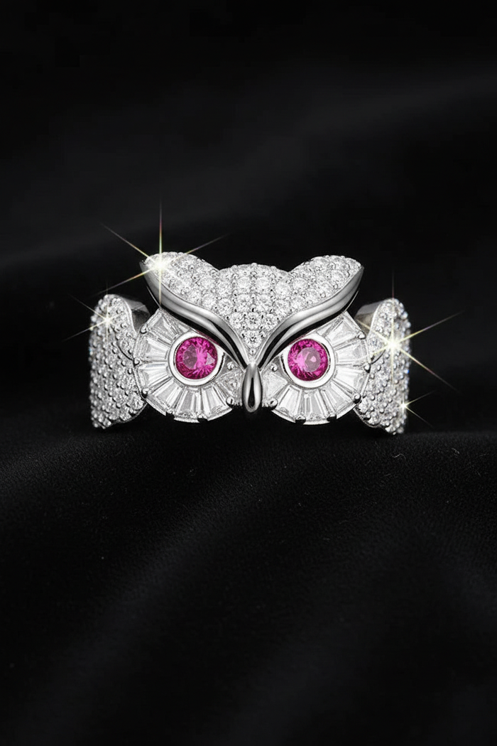 Moissanite VVS1 925 Silver Owl Ring