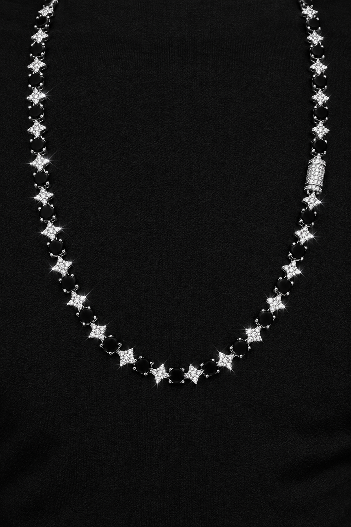 6 mm Moissanit VVS1 925er Silber Midnight Star Tenniskette (besteht Diamanttest)
