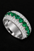 Moissanite VVS1 925 Silver Clustered Colored Ring