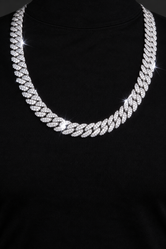 9MM Moissanite VVS1 925 Silver Miami Cuban Necklace