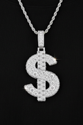 Moissanite VVS1 925 Silver Iced Dollar Sign Pendant