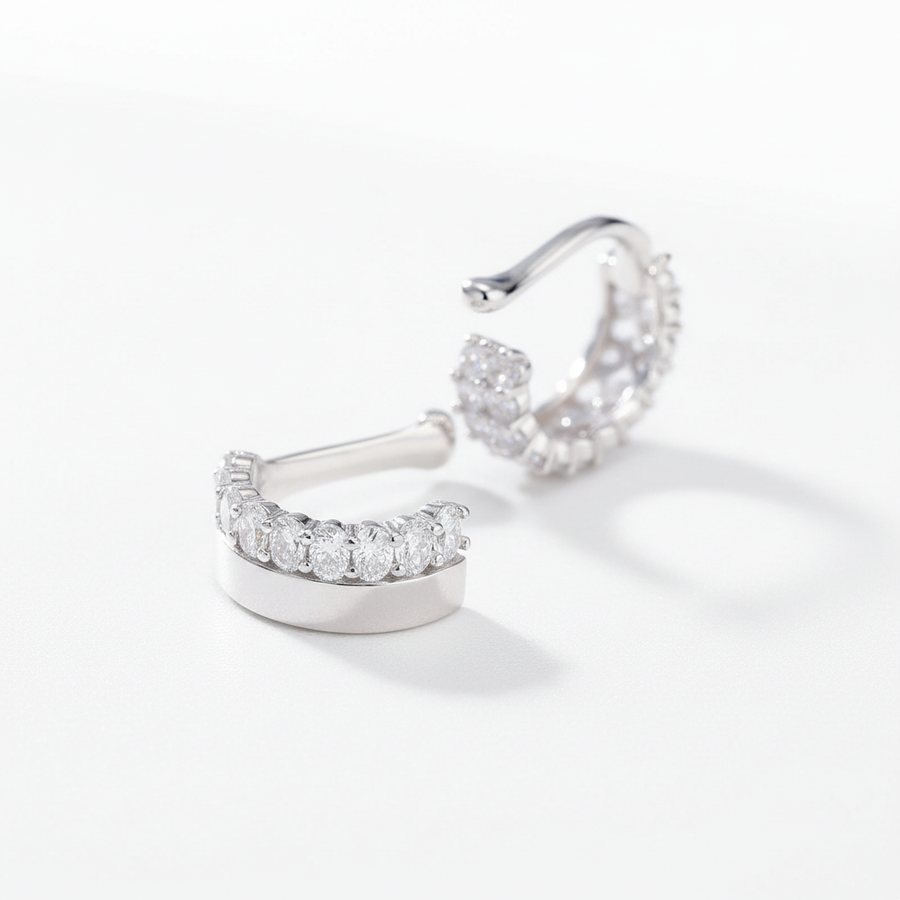 Moissanite VVS1 925 Silver Single Row Ear Cuff Clip – No Pierced Earrings