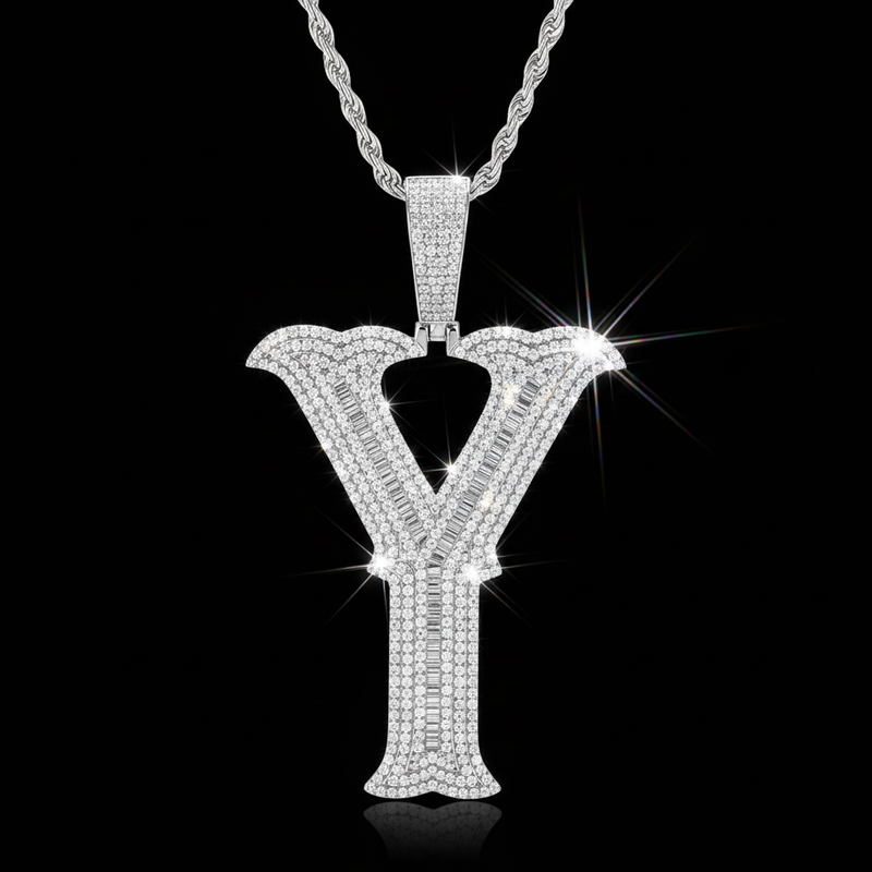 Moissanite VVS1 925 Custom Varsity Initial Pendant