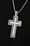 CZ Iced Out Elegant Cross Pendant (Rope Necklace Included)