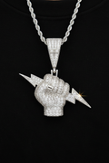 Moissanite VVS1 925 Silver Power Fist Lightning Bolt Pendant