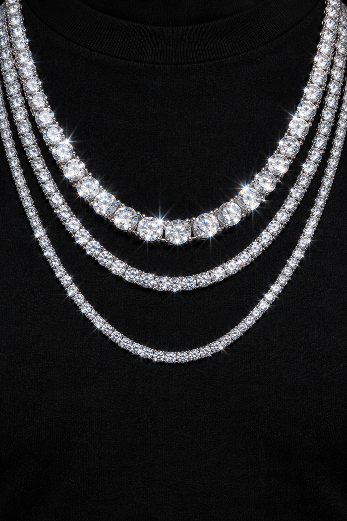 2mm-5mm Moissanite VVS1 925 Silver Tennis Necklace