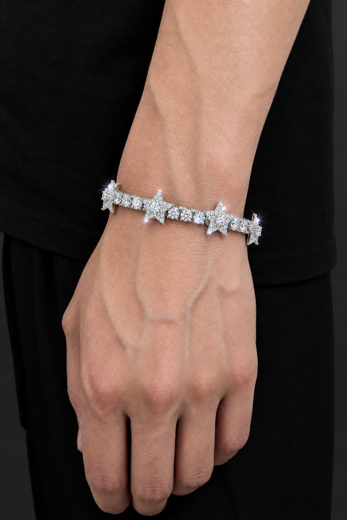Moissanite VVS1 925 Silver Star Tennis Bracelet