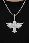 Moissanit VVS1 925 Silver Baguette Ängelkorshänge (Klarar diamanttestning)