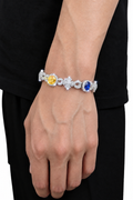 Pulsera de moissanita VVS1 con cruz de Malta de colores y infinito en plata 925