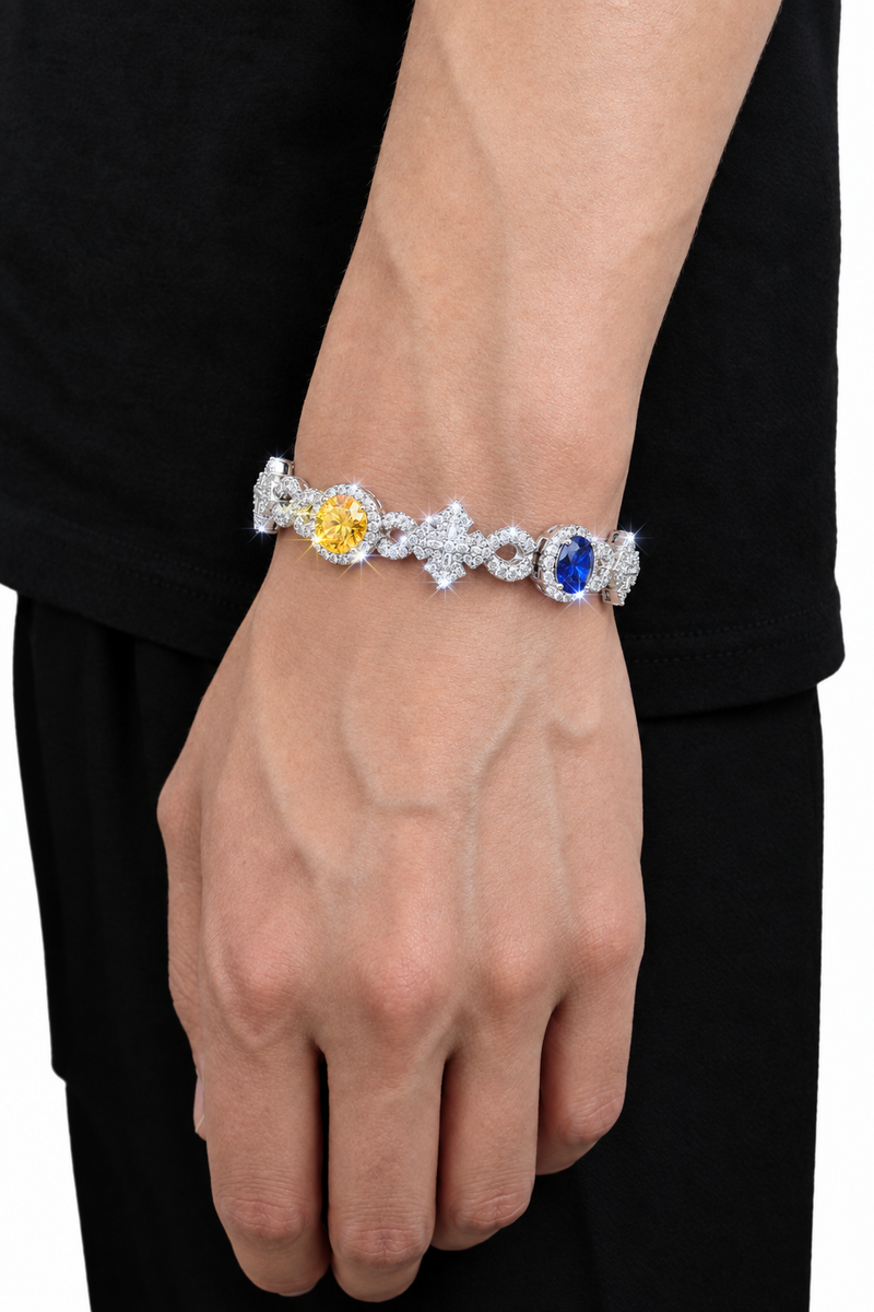 Moissanite VVS1 925 Silver Colorful Maltese Cross Infinity Bracelet