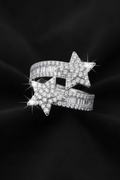 Anello a fascia con stella in argento 925 VVS1 con moissanite (supera il test dei diamanti)