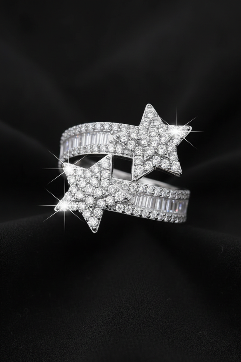 Moissanite VVS1 925 Silver Star Bangle Ring