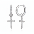Moissanit VVS1 925 Silber Kreuz Creolen (Besteht Diamanttest)