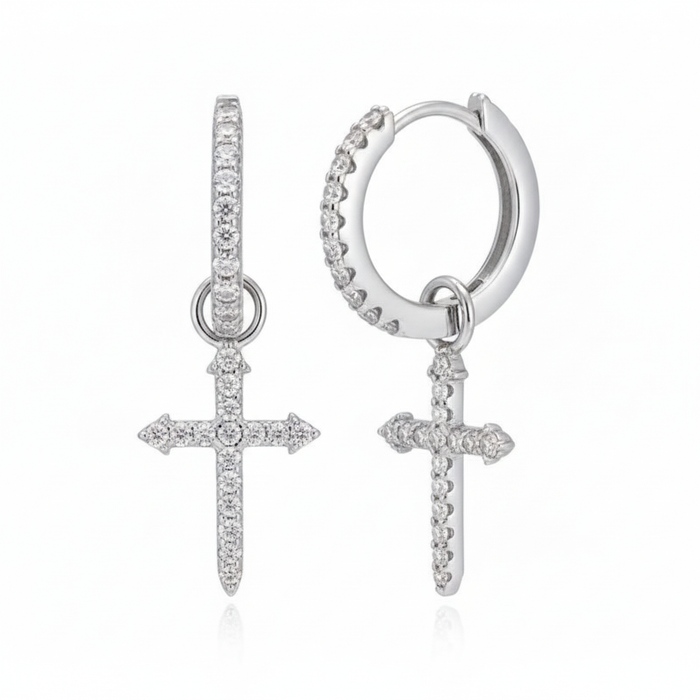 Moissanite VVS1 925 Silver Cross Hoop Earrings