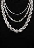 3mm/4mm/5mm/12mm 925 Silver Plain Rope Necklace