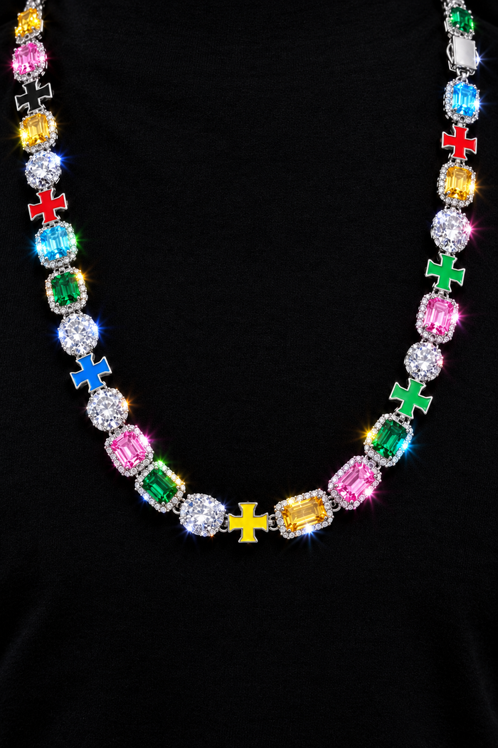 Multicolor Moissanite VVS1 925 Silver Necklace