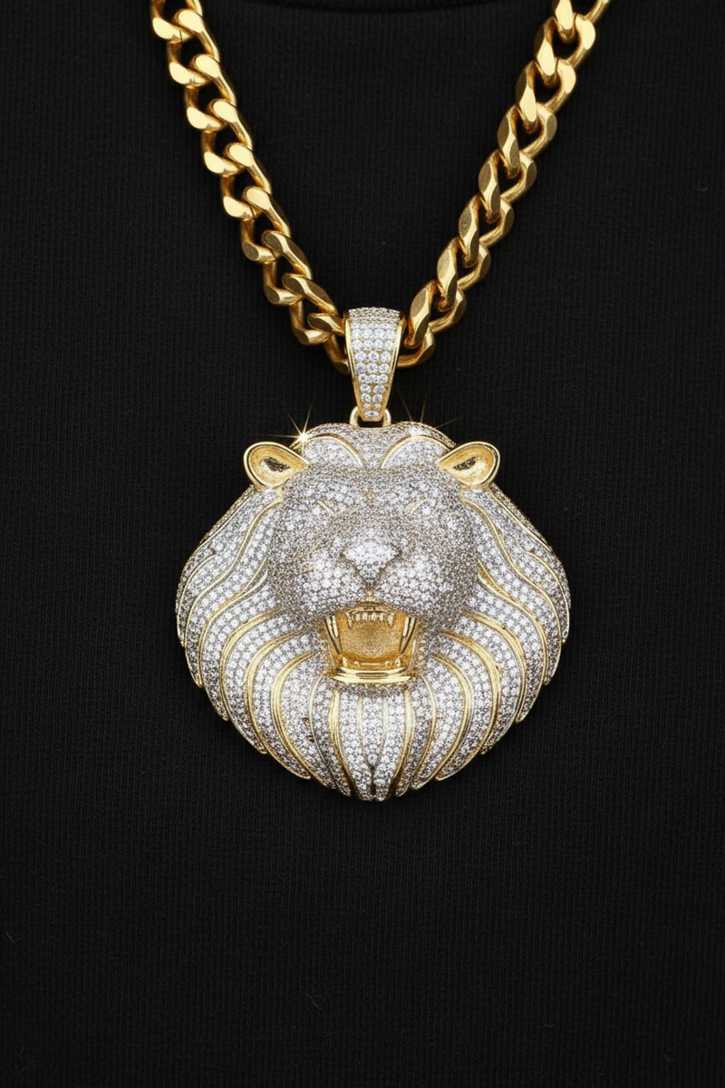 CZ Iced Out Lion King Roar Pendant