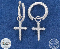 Moissanite VVS1 925 Silver Cross Hoop Earrings