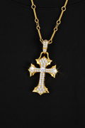 Moissanite VVS1 925 Silver Spiked Cross Pendant Necklace