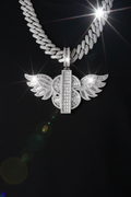 Moissanit VVS1 925 Silver Wings of Wealth Baguette-hänge (Klarar diamanttestning)