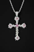 CZ Thorn Cross Pendant Necklace
