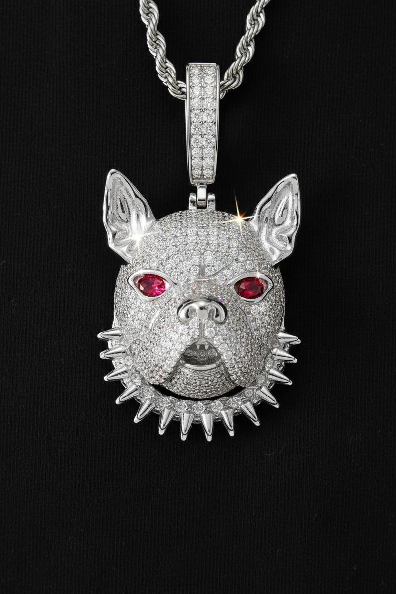 Moissanite VVS1 925 Silver French Bulldog Pendant