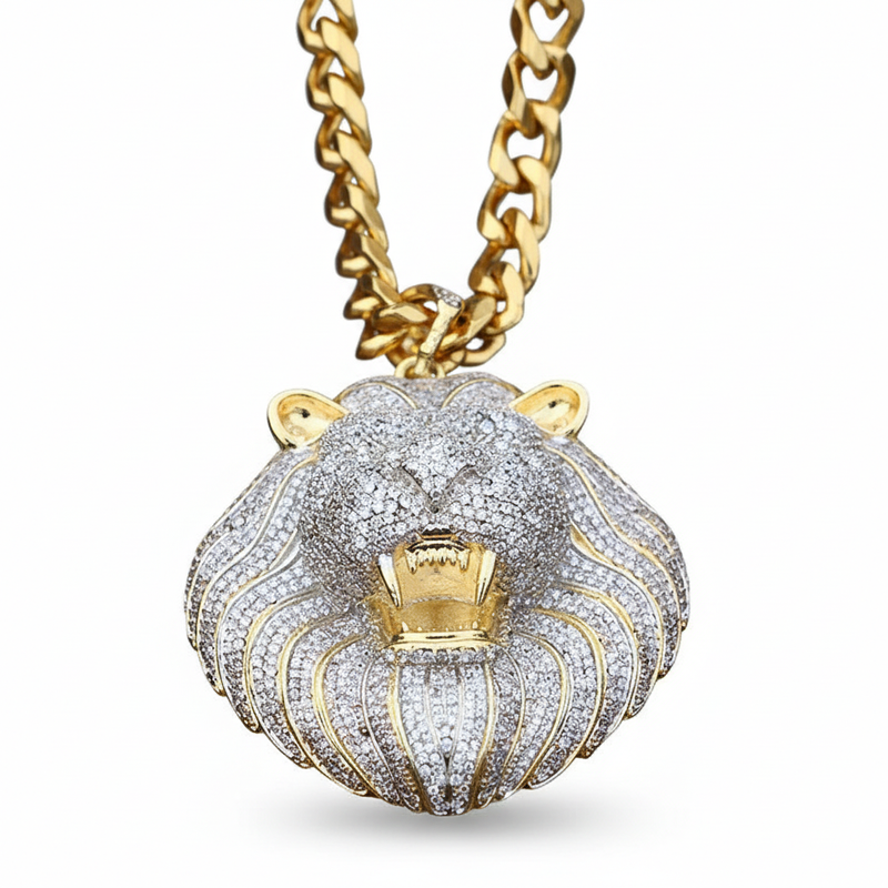 CZ Iced Out Lion King Roar Pendant