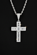 Moissanite VVS1 925 Silver Baguette Cross Pendant