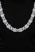 12MM Moissanite VVS1 925 Silver Baguette Heart-Link Necklace