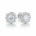 Cercei cu șurub din argint 925, 7,5 mm, cu moissanit VVS1, model Ice Starburst (trece testul de diamante)