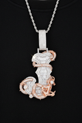 Moissanite VVS1 925 Silver Baguette Iced Two Tone J Initial Anchor Pendant