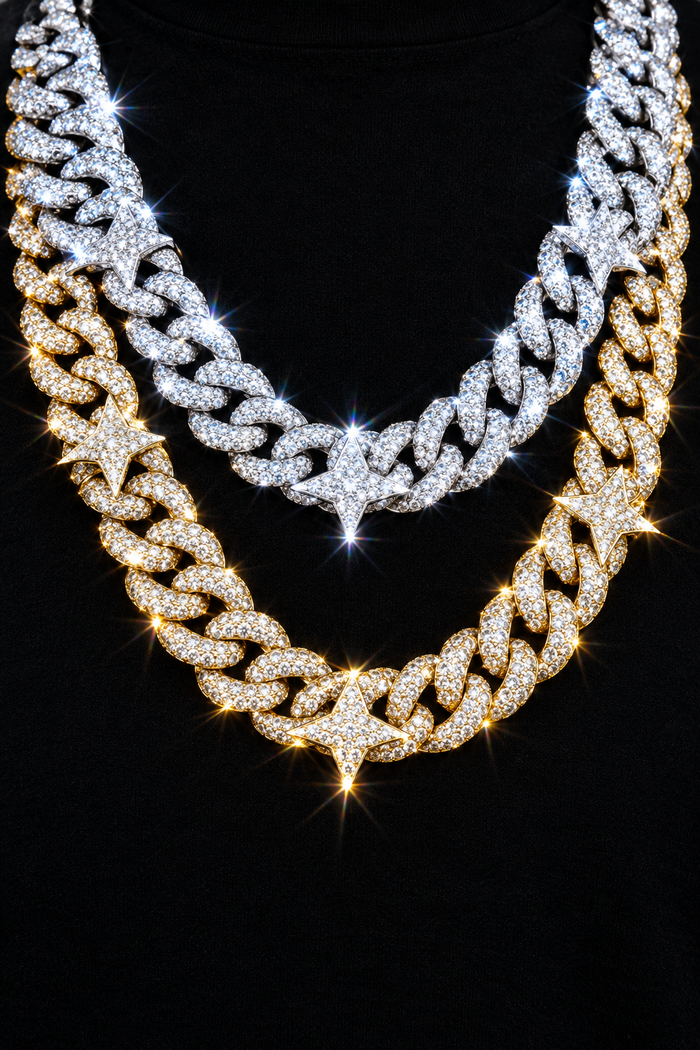 15MM CZ Star Link Infinity Cuban Chain Necklace