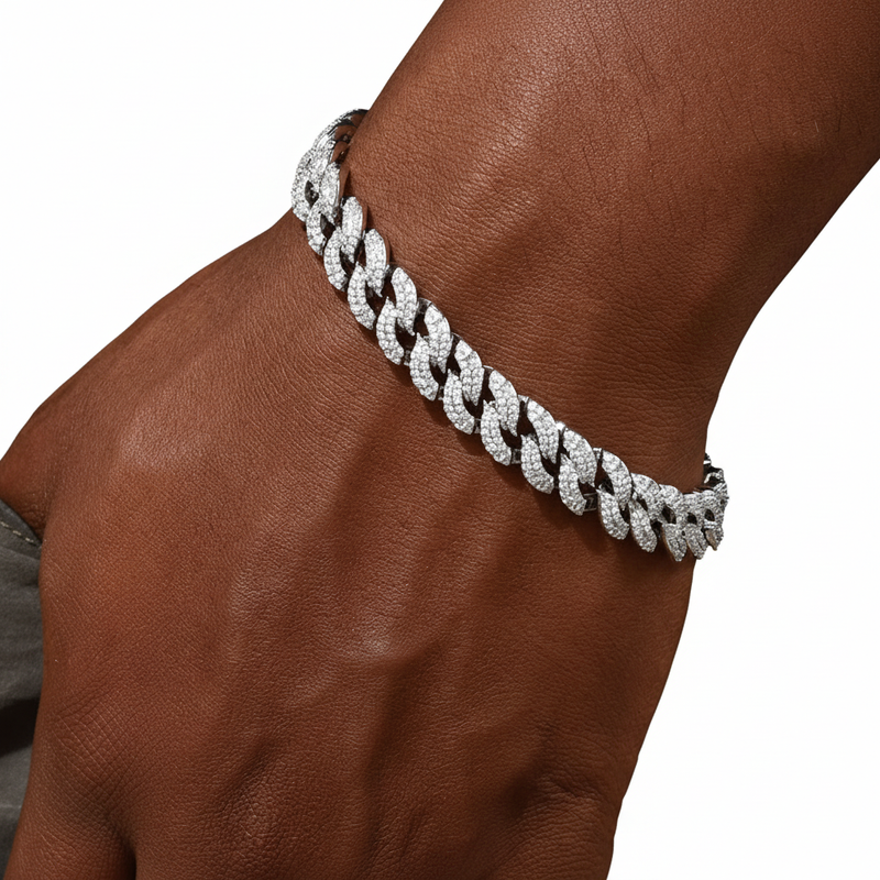 10MM Moissanite VVS1 925 Silver Miami Cuban Bracelet