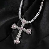 CZ Thorn Cross Pendant Necklace