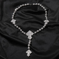 CZ Iced Baguette Cross Rosary Chain