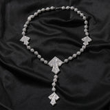 CZ Iced Baguette Cross Rosary Chain