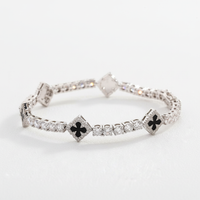 4MM CZ Black Clover Cross Tennis Bracelet