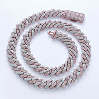 12MM Moissanite VVS1 925 Silver Two-Tone Cuban Necklace