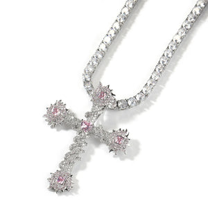 CZ Thorn Cross Pendant Necklace